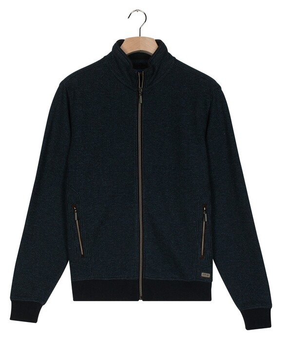 Baileys Sweat Cardigan Zip 2-Tone Jacquard Doubleface Interlock Vest Navy