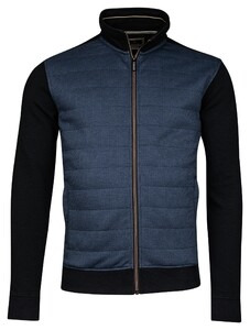 Baileys Sweat Cardigan Zip 2-Tone Jacquard Interlock Front Quilted Vest Mid Denim Blue