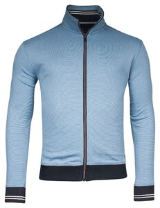 Baileys Sweat Cardigan Zip  Allover Pinstripe Interlock Vest Delft Blue