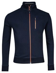 Baileys Sweat Cardigan Zip Allover Waffle Texture Interlock Vest Navy