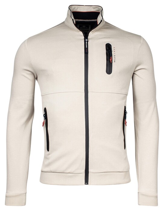 Baileys Sweat Cardigan Zip Doubleface Interlock Vest Beige