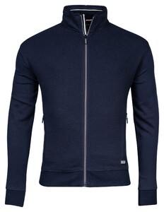 Baileys Sweat Cardigan Zip Front Back Jacquard Doubleface Vest Navy