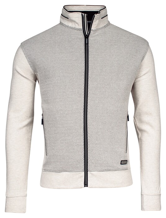 Baileys Sweat Cardigan Zip Front Back Jacquard Doubleface Vest Off White