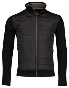 Baileys Sweat Cardigan Zip High-Low Structure Interlock Front Quilted Vest Navy