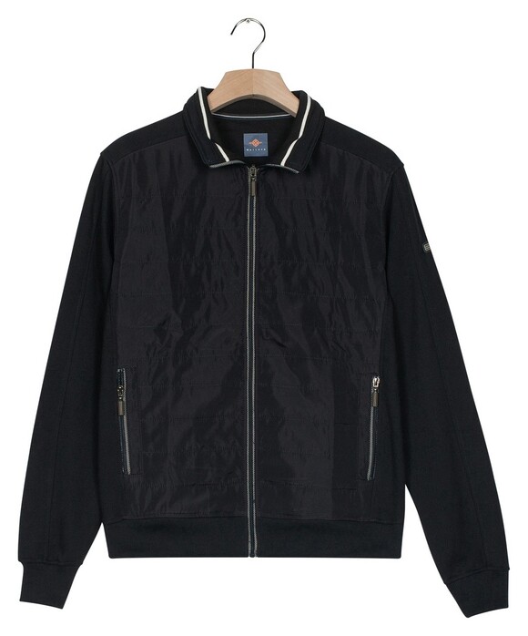 Baileys Sweat Cardigan Zip Honeycomb And Nylon Quilted Front Vest Navy