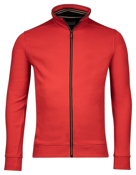Baileys Sweat Cardigan Zip Subtle Uni Color Honeycomb Texture Vest Coral