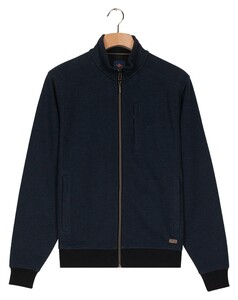 Baileys Sweat Cardigan Zip Two Color 2-Tone Jaqcuard Vest Navy