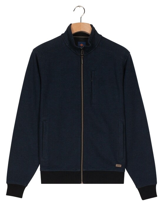 Baileys Sweat Cardigan Zip Two Color 2-Tone Jaqcuard Vest Navy