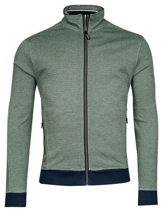 Baileys Sweat Cardigan Zip Two-Tone Jacquard Interlock Pastel Green