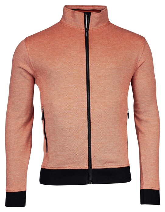 Baileys Sweat Cardigan Zip Two-Tone Oxford Doubleface Jacquard Interlock Burnt Ochre