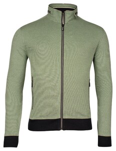 Baileys Sweat Cardigan Zip Two-Tone Oxford Doubleface Jacquard Interlock Olive Green