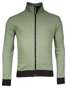 Baileys Sweat Cardigan Zip Two-Tone Oxford Doubleface Jacquard Interlock Olive Green