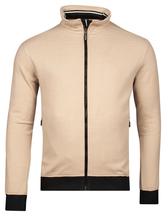 Baileys Sweat Cardigan Zip Two-Tone Oxford Doubleface Jacquard Interlock Vest Beige
