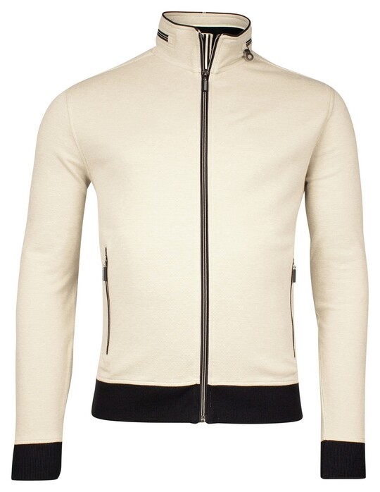 Baileys Sweat Cardigan Zip Two-Tone Oxford Doubleface Jacquard Interlock Vest Beige