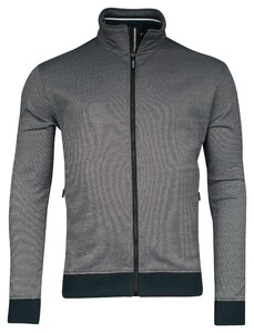 Baileys Sweat Cardigan Zip Two-Tone Oxford Doubleface Jacquard Interlock Vest Dark Blue