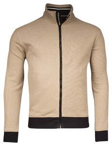 Baileys Sweat Cardigan Zip Two-Tone Oxford Doubleface Jacquard Interlock Vest Deep Sand