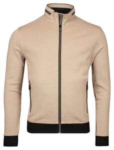 Baileys Sweat Cardigan Zip Two-Tone Oxford Doubleface Jacquard Interlock Vest Deep Sand