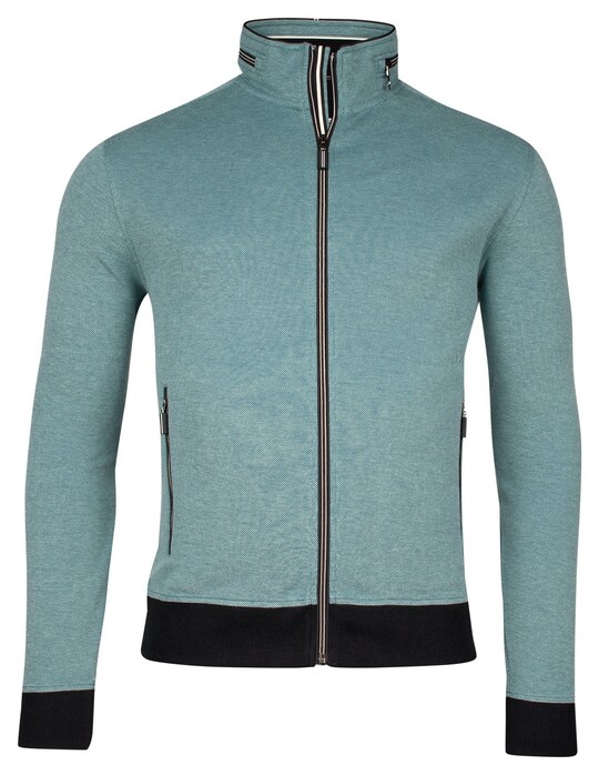 Baileys Sweat Cardigan Zip Two-Tone Oxford Doubleface Jacquard Interlock Vest Steel Blue