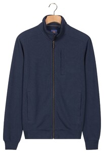 Baileys Sweat Cardigan Zip Uni Color Hi-Low Structure Interlock Vest Dark Denim Blue