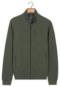 Baileys Sweat Cardigan Zip Uni Color Hi-Low Structure Interlock Vest Dark Forest
