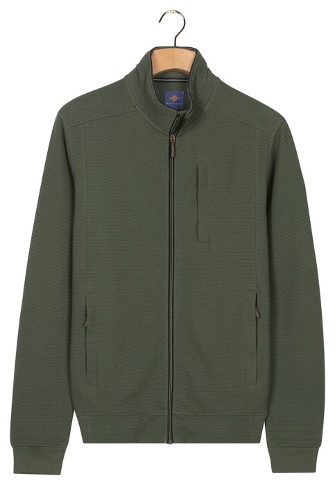 Baileys Sweat Cardigan Zip Uni Color Hi-Low Structure Interlock Vest Dark Forest