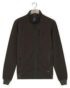 Baileys Sweat Cardigan Zip Uni Color Hi-Low Structure Interlock Vest Donker Taupe