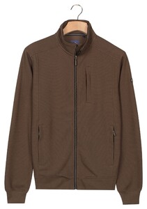 Baileys Sweat Cardigan Zip Uni Color Hi-Low Structure Interlock Vest Mushroom
