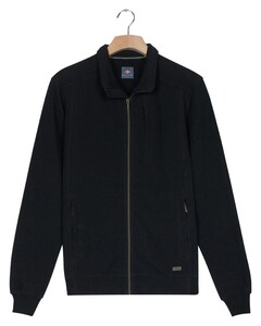 Baileys Sweat Cardigan Zip Uni Color Hi-Low Structure Interlock Vest Navy