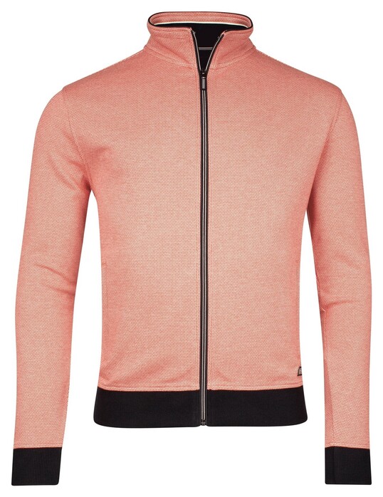 Baileys Sweat Cardigan Zip Yarn Dyed Jacquard Doubleface Interlock Coral