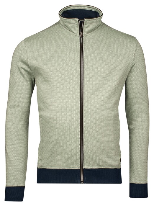 Baileys Sweat Cardigan Zip Yarn Dyed Jacquard Doubleface Interlock Pastel Green