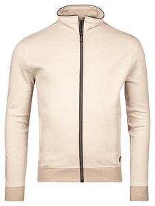 Baileys Sweat Cardigan Zip Yarn Dyed Jacquard Doubleface Interlock Vest Beige