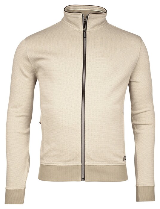 Baileys Sweat Cardigan Zip Yarn Dyed Jacquard Doubleface Interlock Vest Cashew