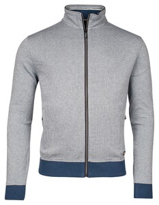 Baileys Sweat Cardigan Zip Yarn Dyed Jacquard Doubleface Interlock Vest Deep Denim Blue