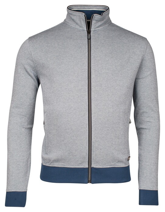 Baileys Sweat Cardigan Zip Yarn Dyed Jacquard Doubleface Interlock Vest Deep Denim Blue