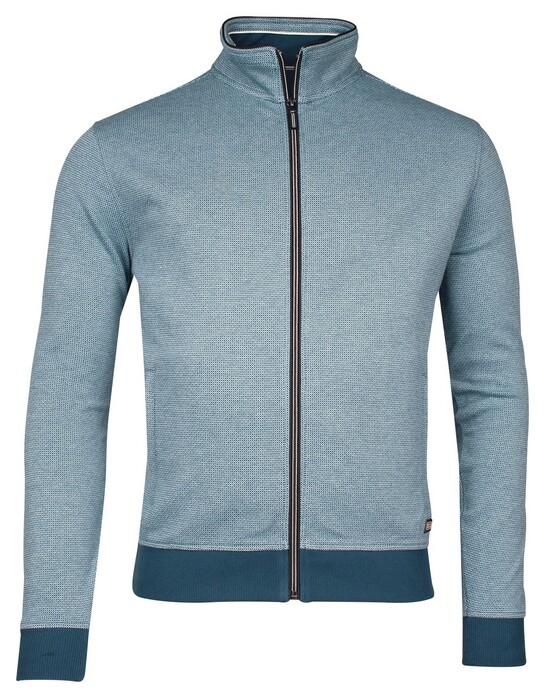 Baileys Sweat Cardigan Zip Yarn Dyed Jacquard Doubleface Interlock Vest Pastel Blauw