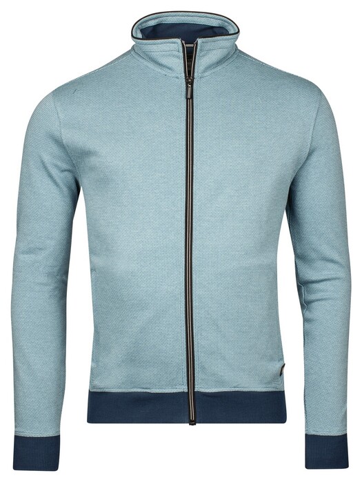 Baileys Sweat Cardigan Zip Yarn Dyed Jacquard Doubleface Interlock Vest Steel Blue