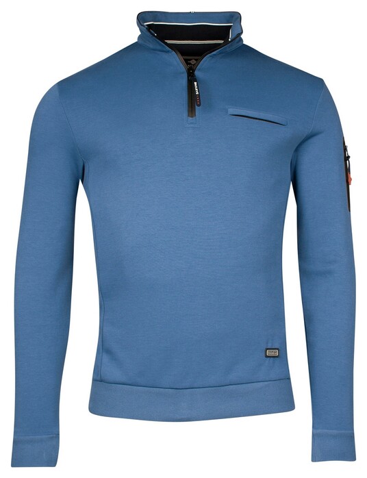 Baileys Sweat Half Zip Doubleface Interlock Trui Delft Blue
