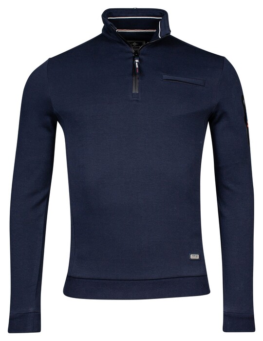 Baileys Sweat Half Zip Doubleface Interlock Trui Navy