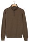 Baileys Sweat Half Zip Hi-Low Structure Uni Color Trui Donker Taupe