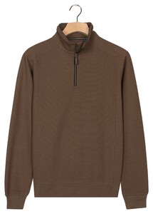 Baileys Sweat Half Zip Hi-Low Structure Uni Color Trui Mushroom