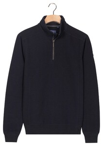 Baileys Sweat Half Zip Hi-Low Structure Uni Color Trui Navy