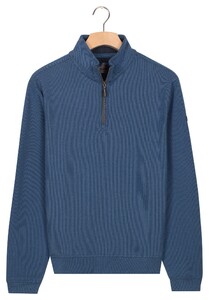 Baileys Sweat Half Zip Jacquard Fabric Fine Allover Texture Trui Delft Blue