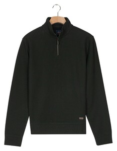 Baileys Sweat Half Zip Jacquard Fabric Fine Allover Texture Trui Donker Groen