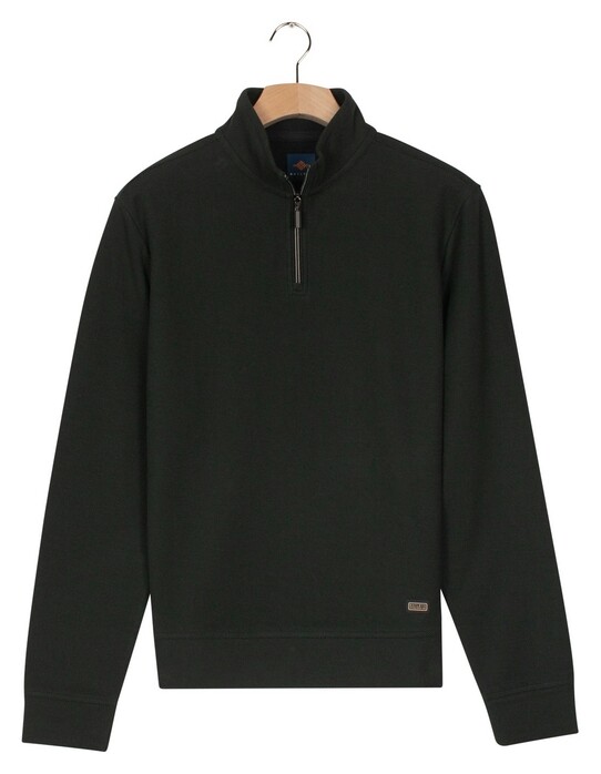 Baileys Sweat Half Zip Jacquard Fabric Fine Allover Texture Trui Donker Groen