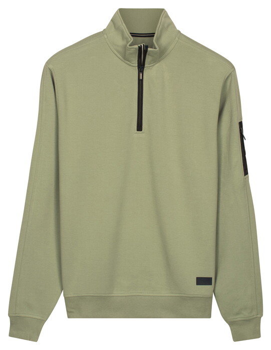 Baileys Sweat Half Zip Oxford Doubleface Interlock Trui Misty Green