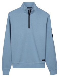 Baileys Sweat Half Zip Oxford Doubleface Interlock Trui Sky Blue