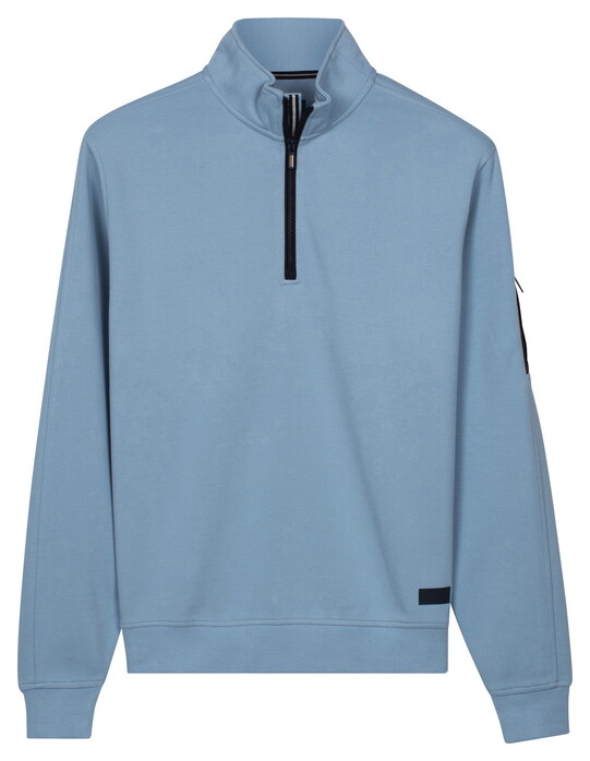 Baileys Sweat Half Zip Oxford Doubleface Interlock Trui Sky Blue