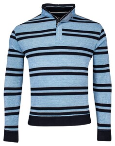 Baileys Sweat Half Zip Piqué Yarn Dyed Stripes Two-Tone Doubleface Trui Bright Cobalt