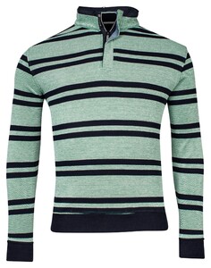 Baileys Sweat Half Zip Piqué Yarn Dyed Stripes Two-Tone Doubleface Trui Groen