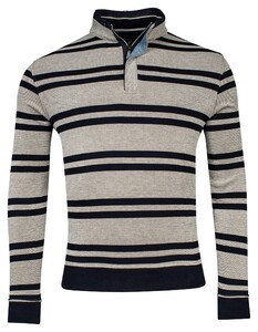 Baileys Sweat Half Zip Piqué Yarn Dyed Stripes Two-Tone Doubleface Trui Olive